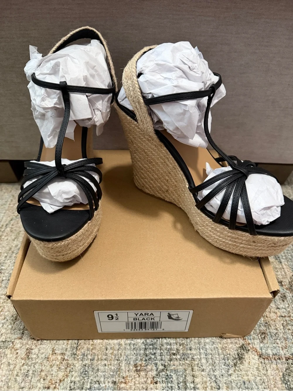 Journee Collection Black Braided Espadrille Wedge Sandals